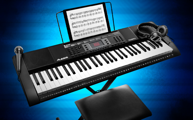 Alesis Talent 61-Key Portable Keyboard with Built-In Speakers Chair and stand 